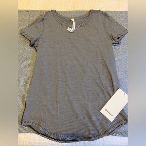 Brand NWT LuluLemon Love Crew top in size 4. Black and white striped. Never worn